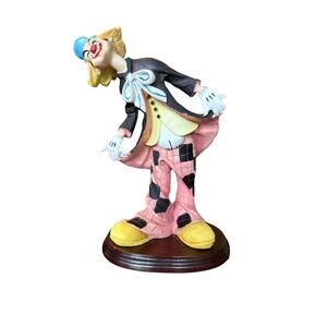 BIG TOP CIRCUS CLOWN On A Wooden Base, Resin Cast Hand Painted